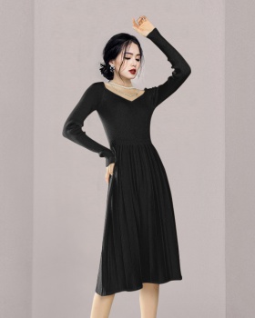 Casual temperament necklace long sleeve dress for women