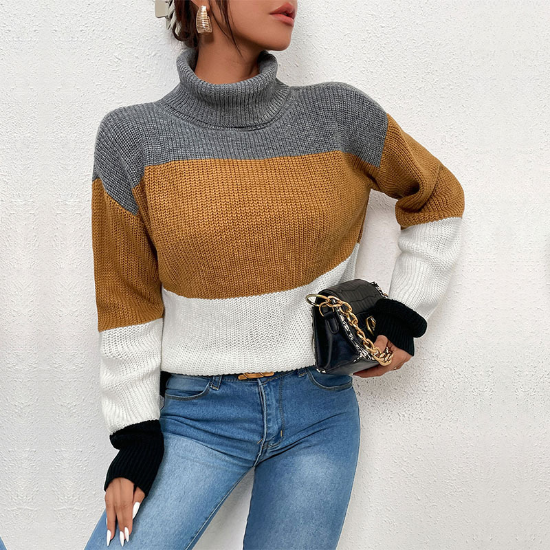 Pullover autumn high collar loose sweater for women