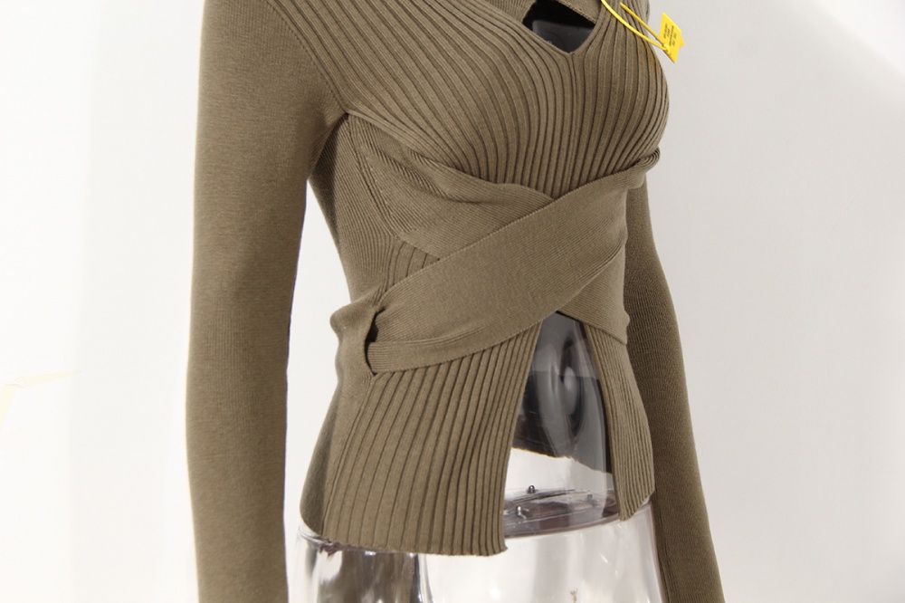 Frenum pinched waist sweater European style tops