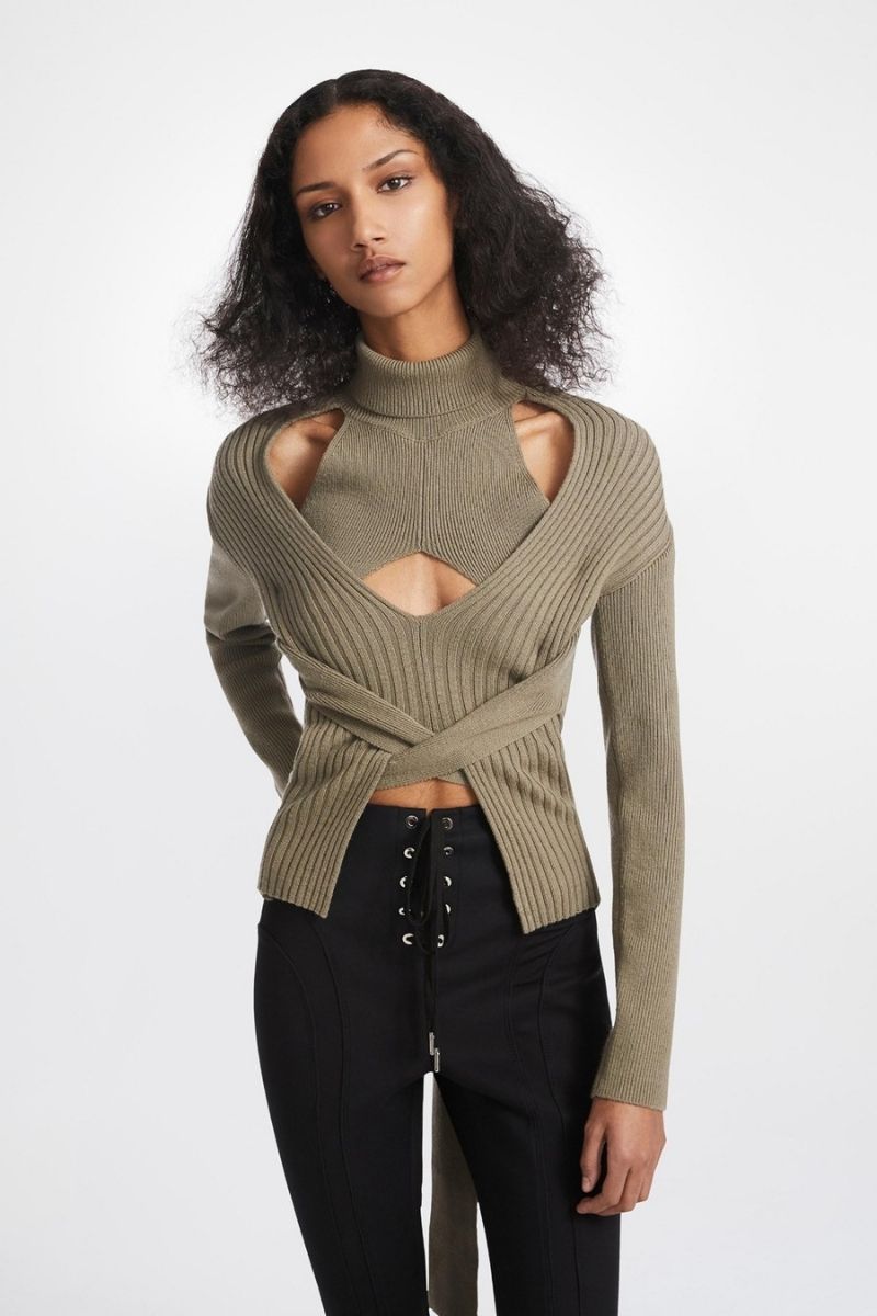 Frenum pinched waist sweater European style tops