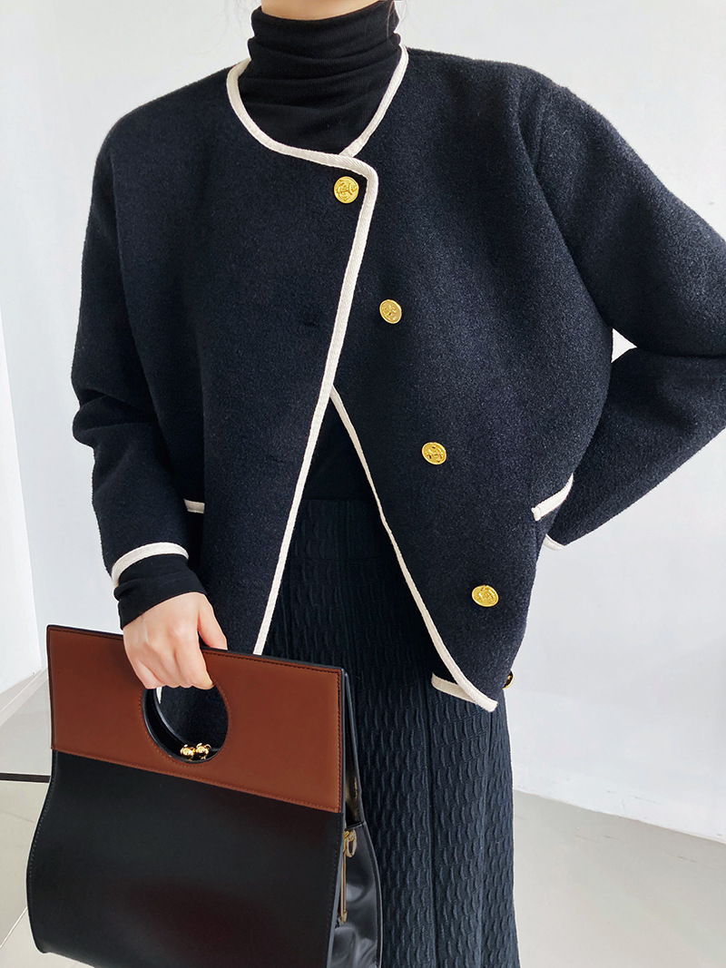 Short fashion and elegant woolen coat winter overcoat for women