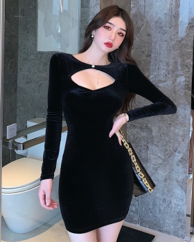 Chest hollow package hip bottoming slim dress