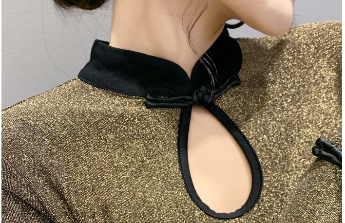 Autumn retro cheongsam long sleeve split tops for women