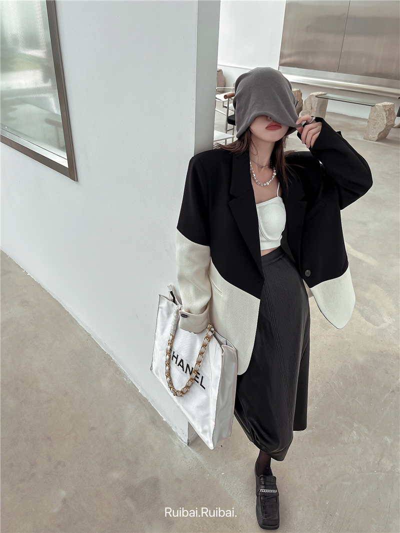 Retro Korean style coat mixed colors business suit 2pcs set