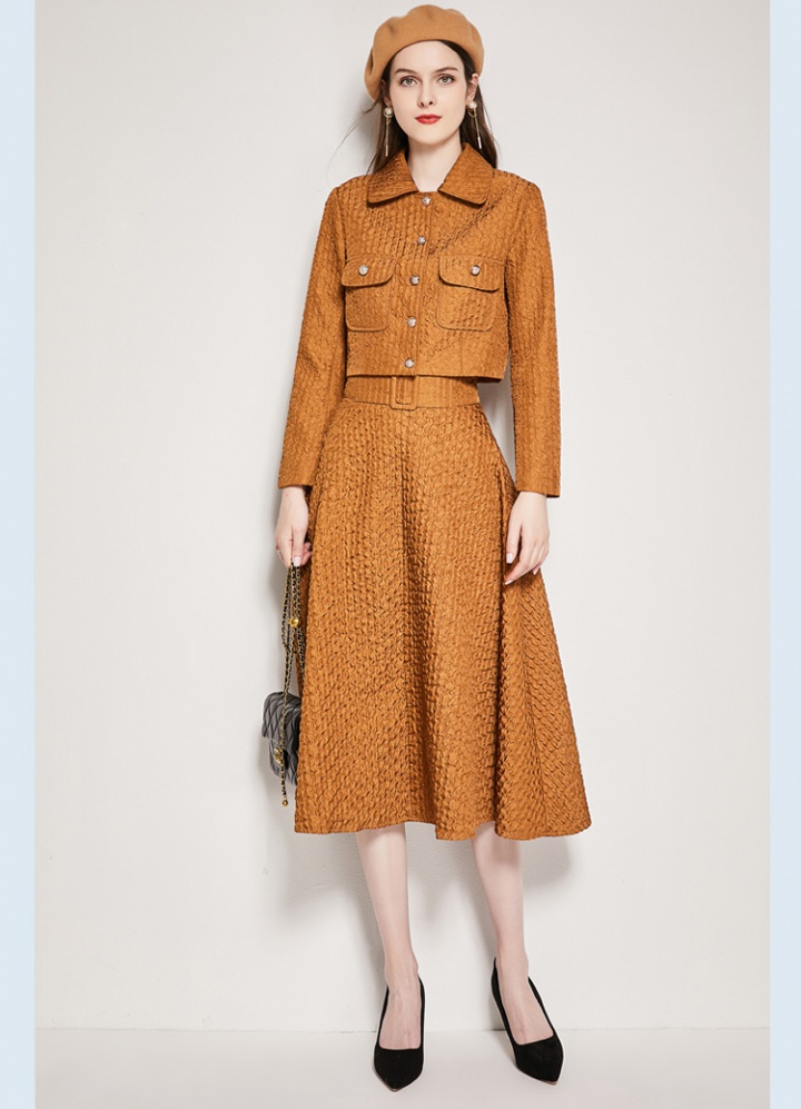 Autumn high waist skirt fashion short coat 2pcs set