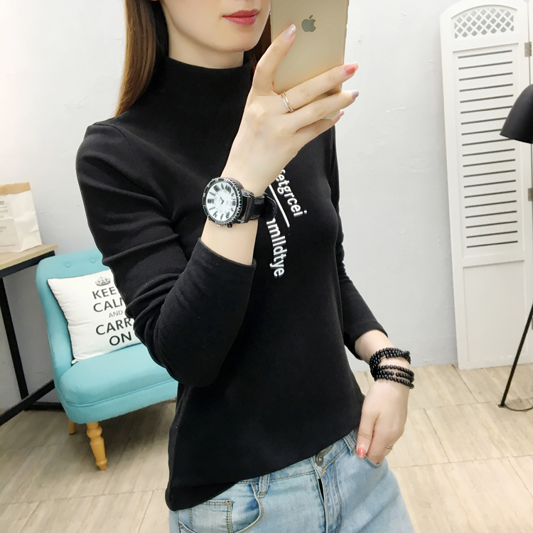 Plus velvet thick T-shirt slim bottoming shirt for women