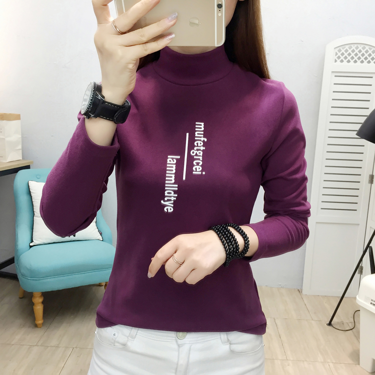 Plus velvet thick T-shirt slim bottoming shirt for women