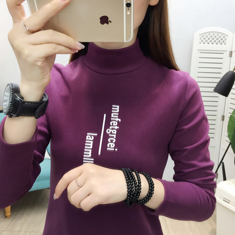 Plus velvet thick T-shirt slim bottoming shirt for women