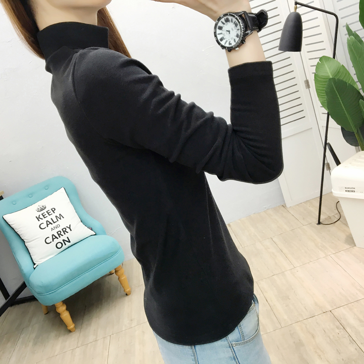 Plus velvet thick T-shirt slim bottoming shirt for women