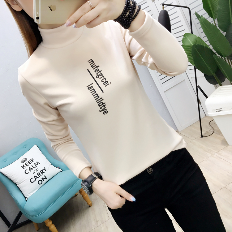 Plus velvet thick T-shirt slim bottoming shirt for women