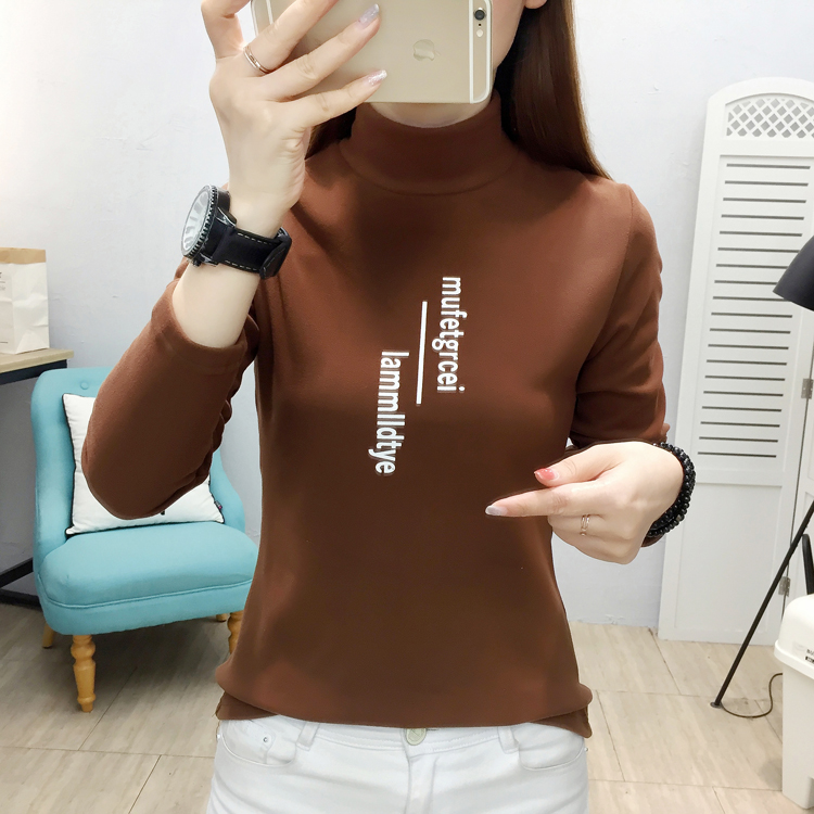 Plus velvet thick T-shirt slim bottoming shirt for women