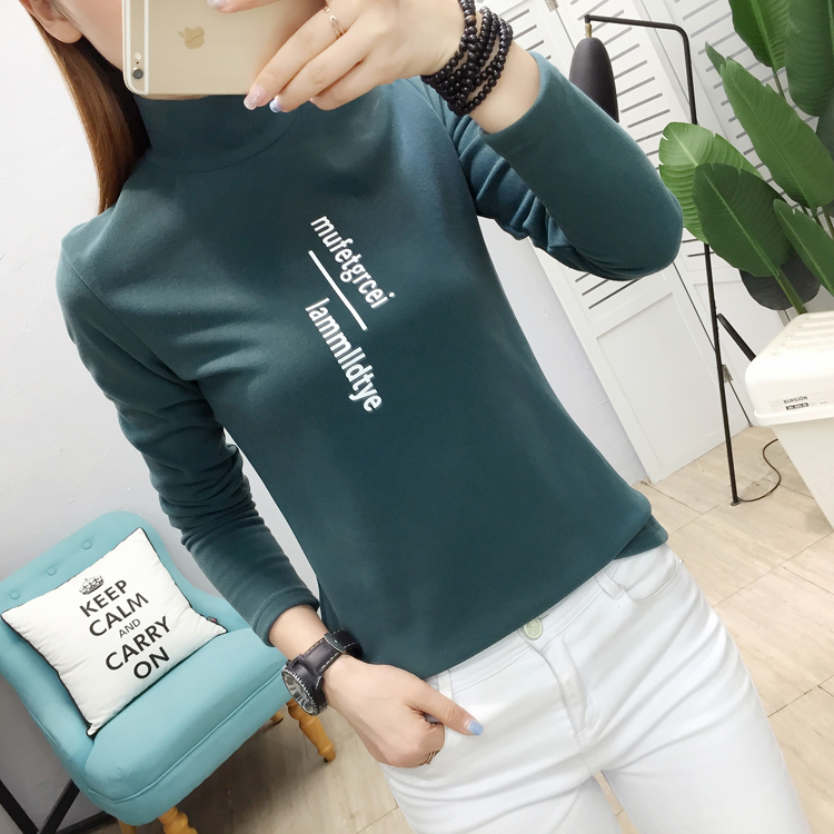 Plus velvet thick T-shirt slim bottoming shirt for women