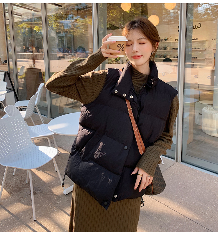 Loose commuting waistcoat high collar Korean style vest