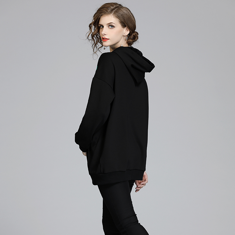 Printing hooded tops plus velvet fashion hoodie for women