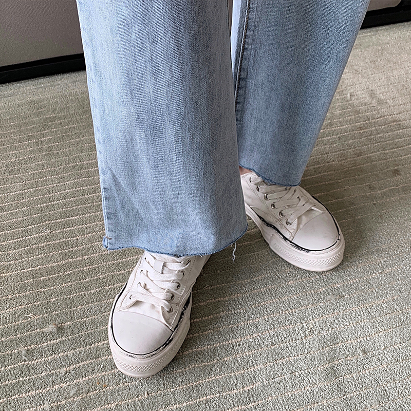 Wide leg straight jeans loose retro long pants