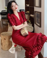 Elegant temperament long dress rose dress for women