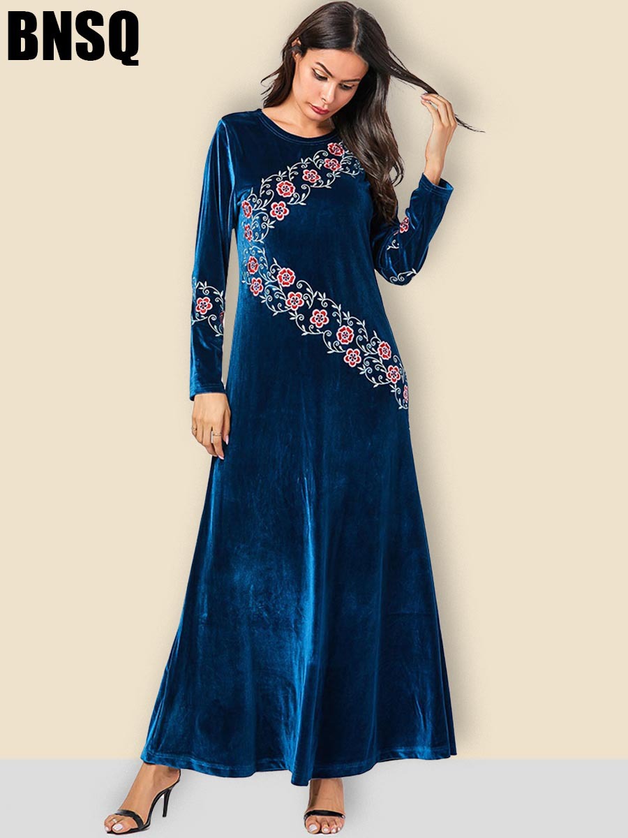Cozy embroidered large yard big skirt long dress for women