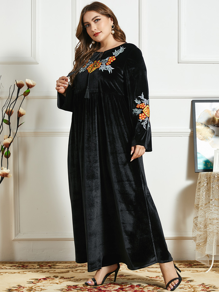 Casual long dress national style robe for women