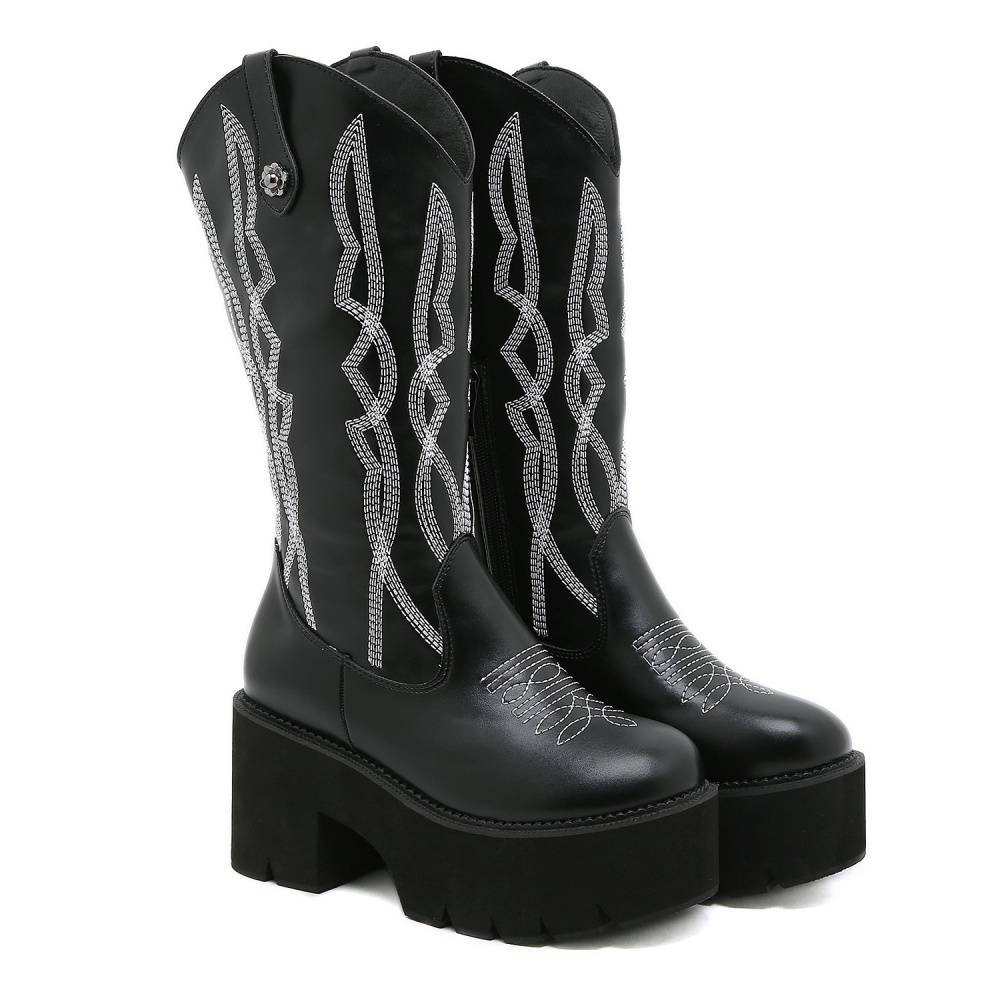 Round platform European style boots for women