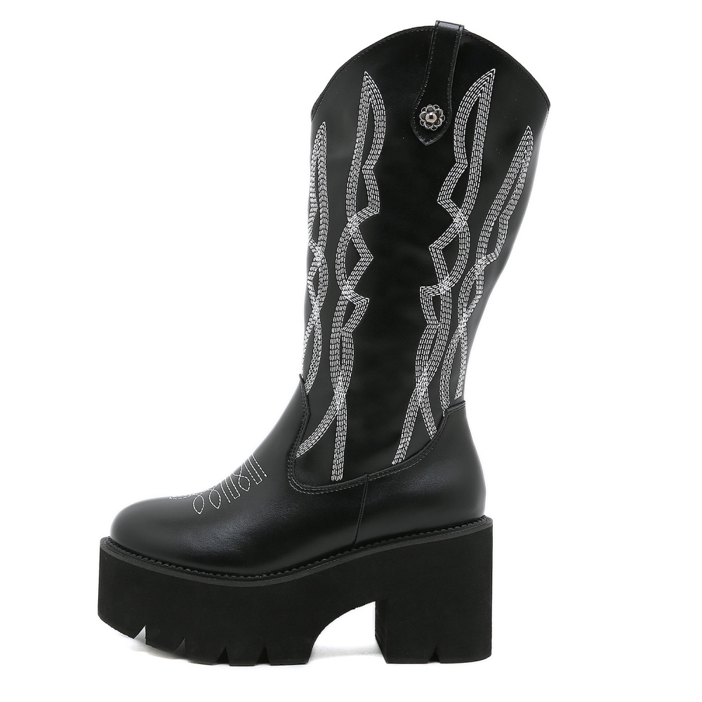 Round platform European style boots for women