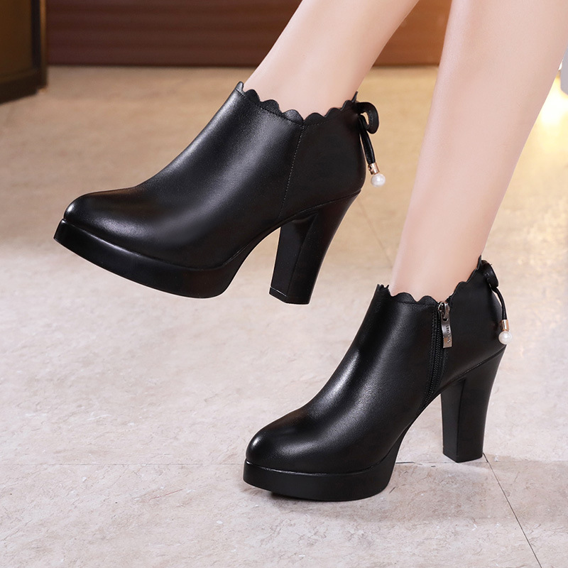Thick high-heeled shoes autumn and winter ankle boots