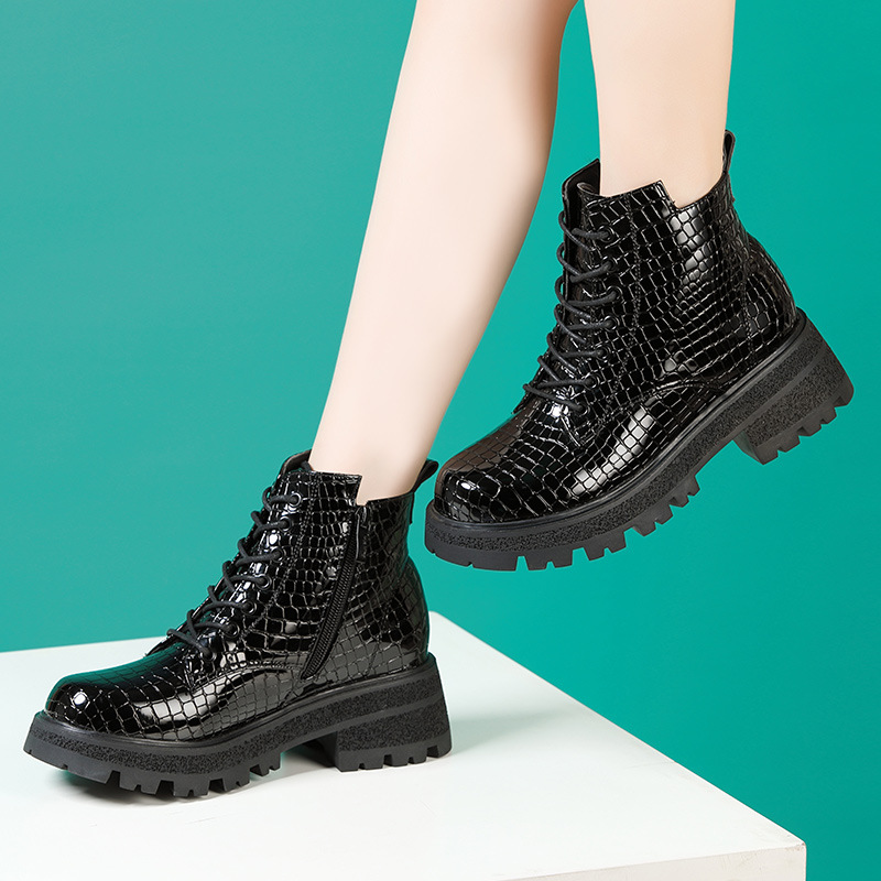 Patent leather half Boots frenum short boots for women