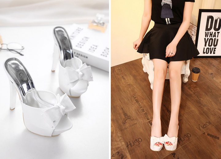 Bow slippers high-heeled high-heeled shoes for women