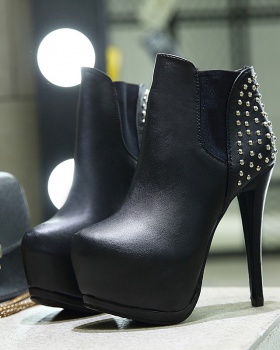 High-heeled platform ankle boots for women