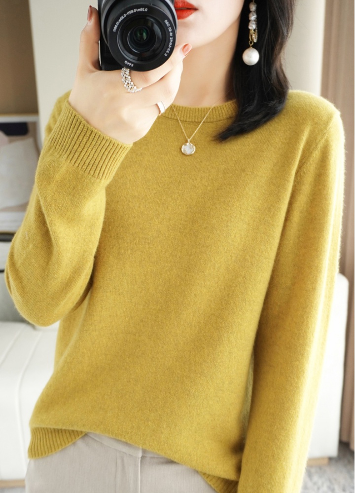 Long sleeve round neck sweater slim pullover tops for women