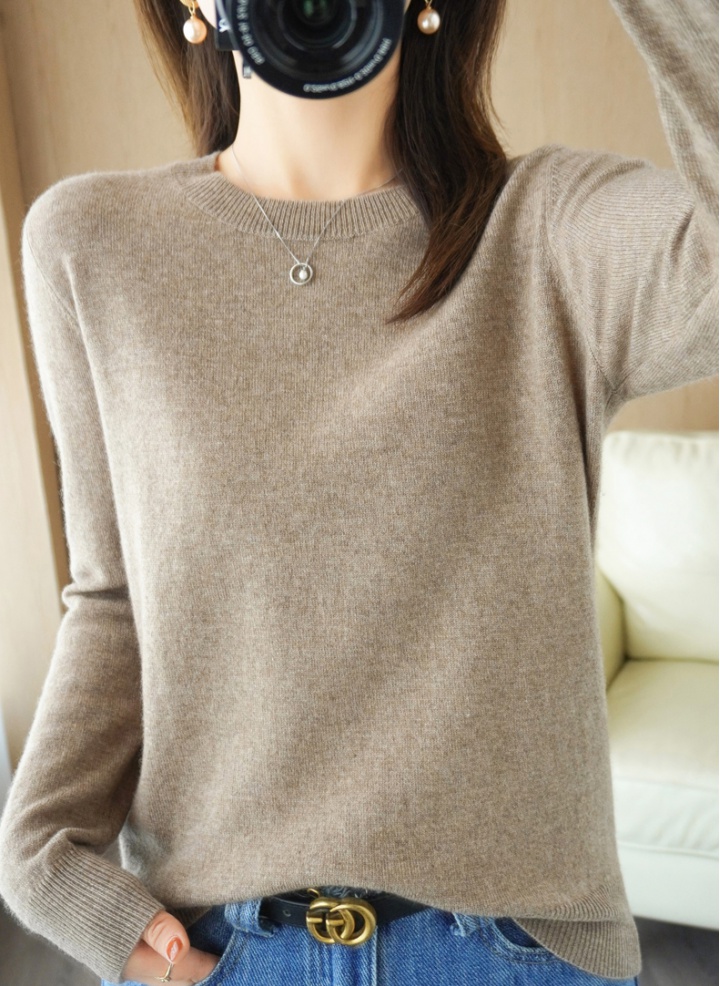 Long sleeve round neck sweater slim pullover tops for women