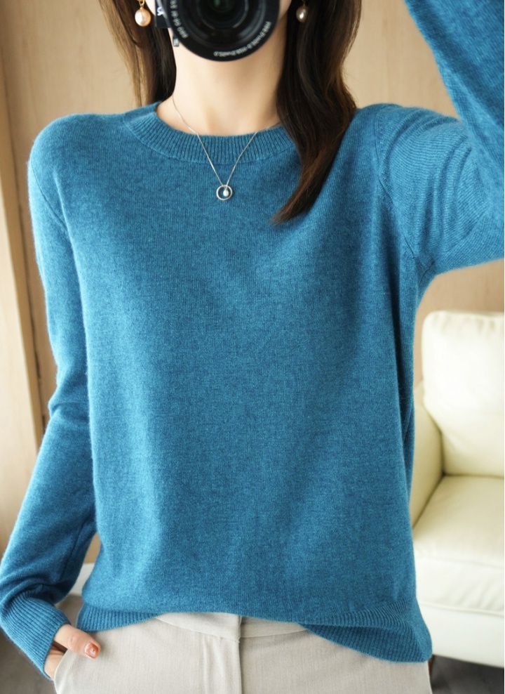 Long sleeve round neck sweater slim pullover tops for women