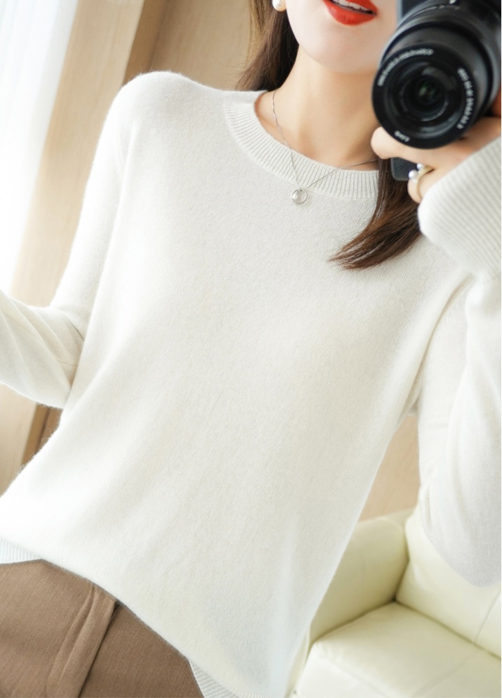 Long sleeve round neck sweater slim pullover tops for women