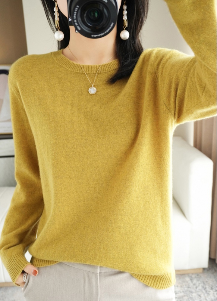 Long sleeve round neck sweater slim pullover tops for women