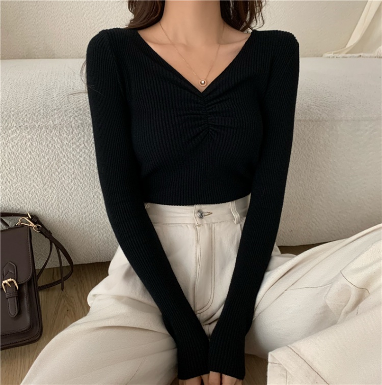 Thermal V-neck bottoming shirt seamless sweater for women