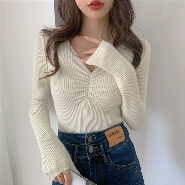 Thermal V-neck bottoming shirt seamless sweater for women