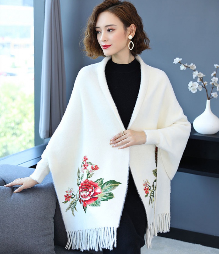 Knitted bat tassels shawl long long sleeve coat for women