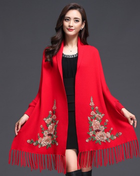 Bat sleeve long cloak knitted Korean style sweater