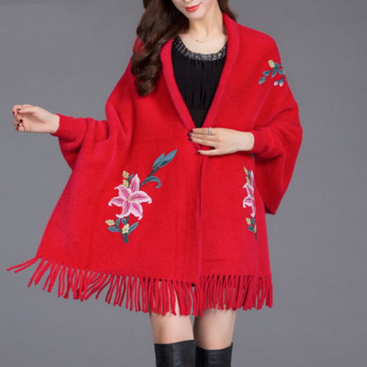 Knitted cloak cheongsam for women