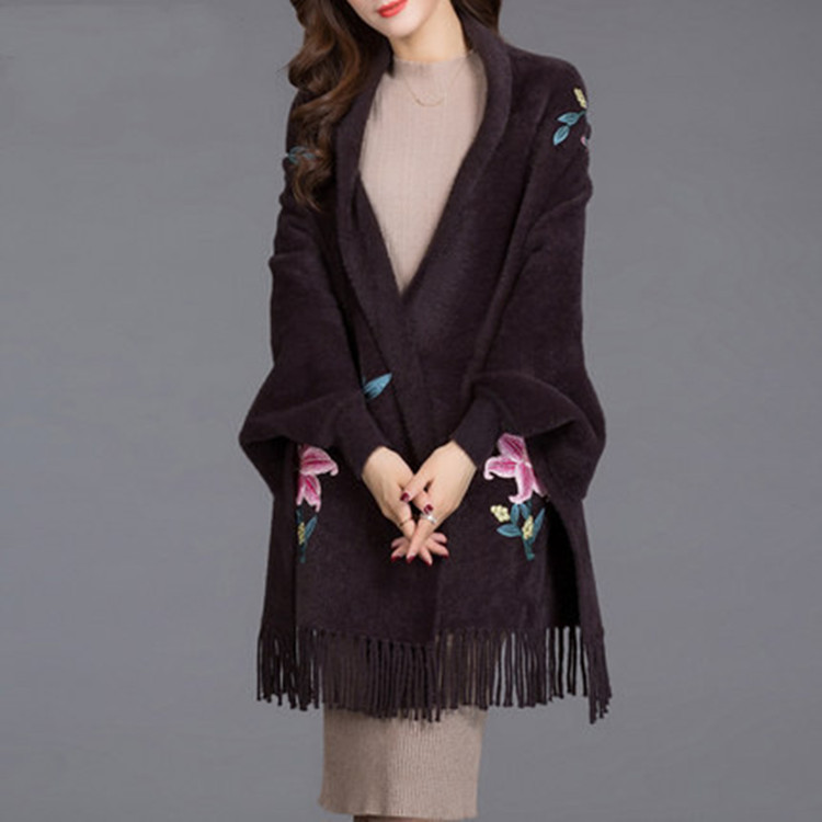 Knitted cloak cheongsam for women