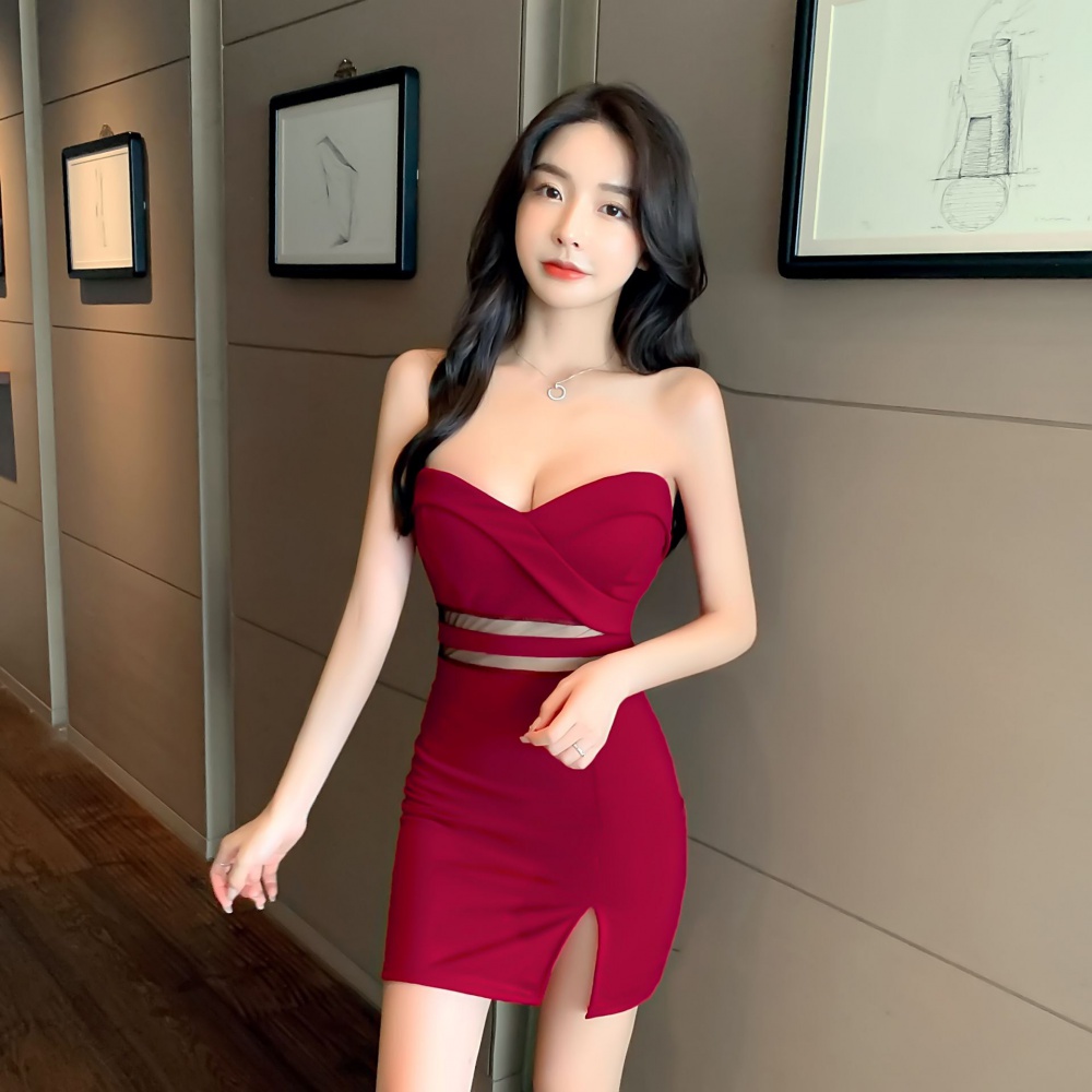 Sexy bottoming dress perspective autumn small dress