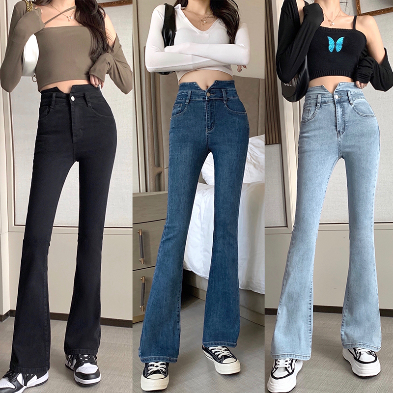 Slim spring long pants ultrahigh jeans for women