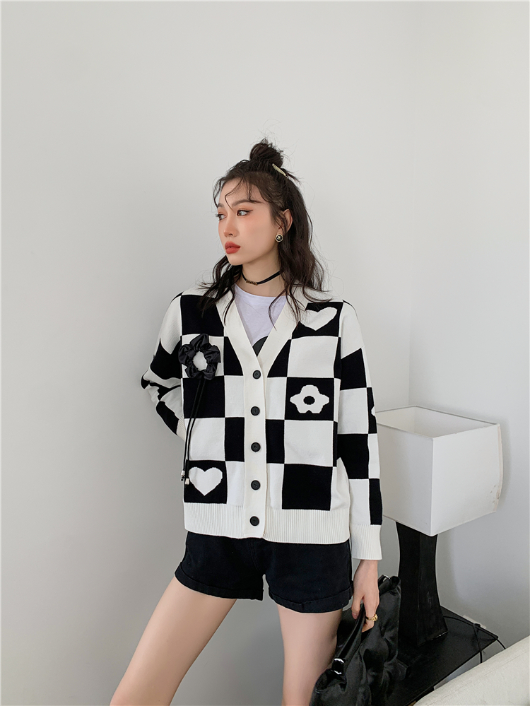 Flowers knitted coat lazy sweater for women