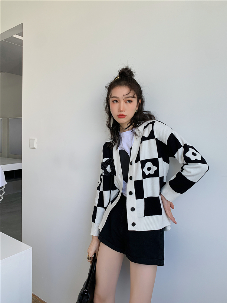 Flowers knitted coat lazy sweater for women