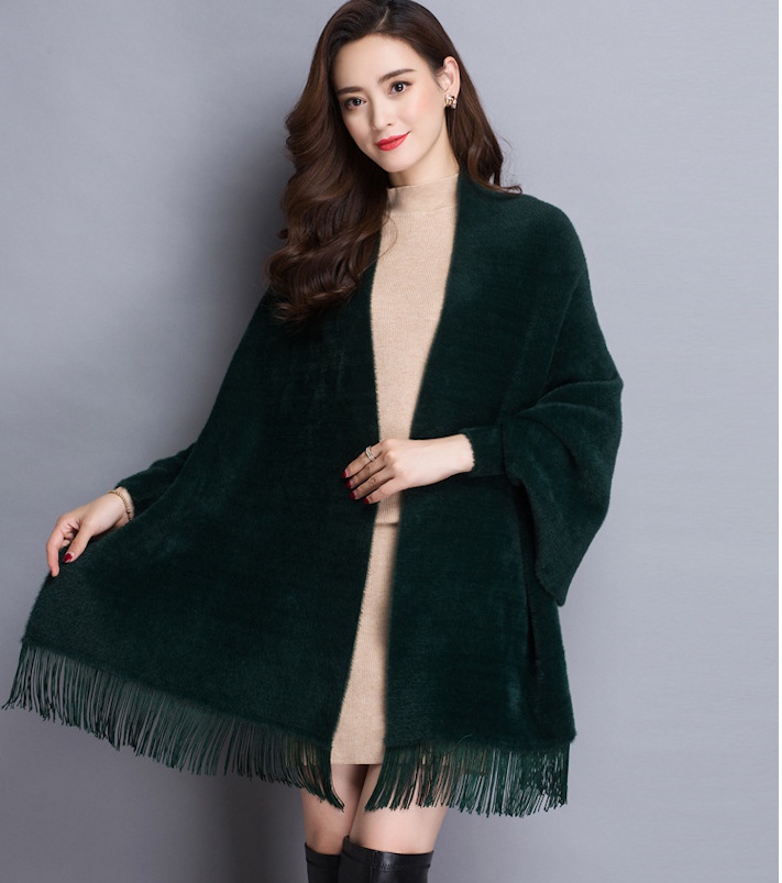 Mohair imitation of mink velvet shawl Korean style cloak