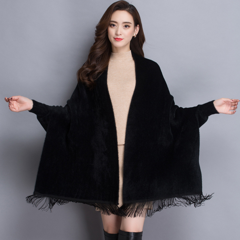 Mohair imitation of mink velvet shawl Korean style cloak
