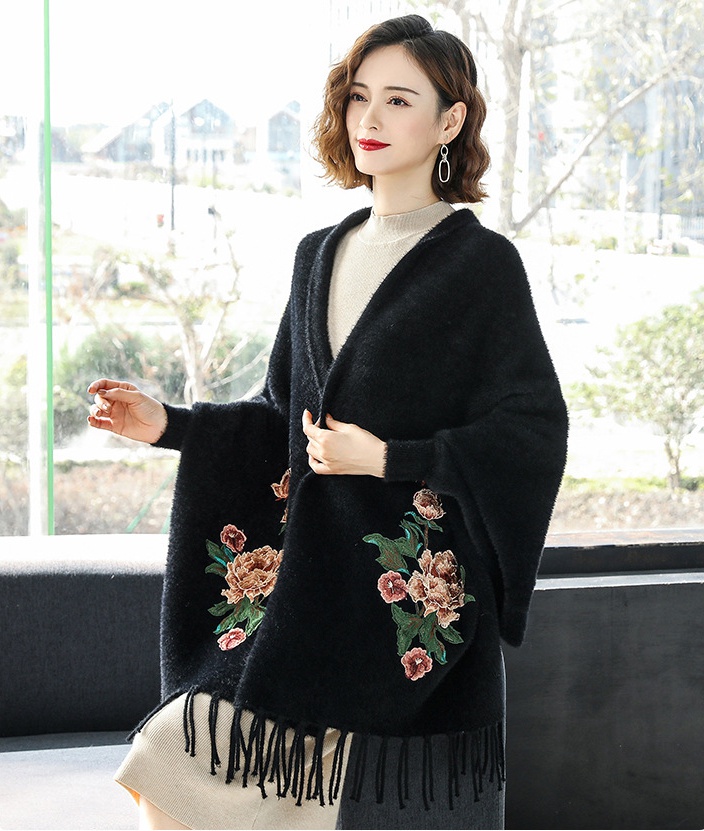 Autumn and winter thick shawl thermal cloak for women