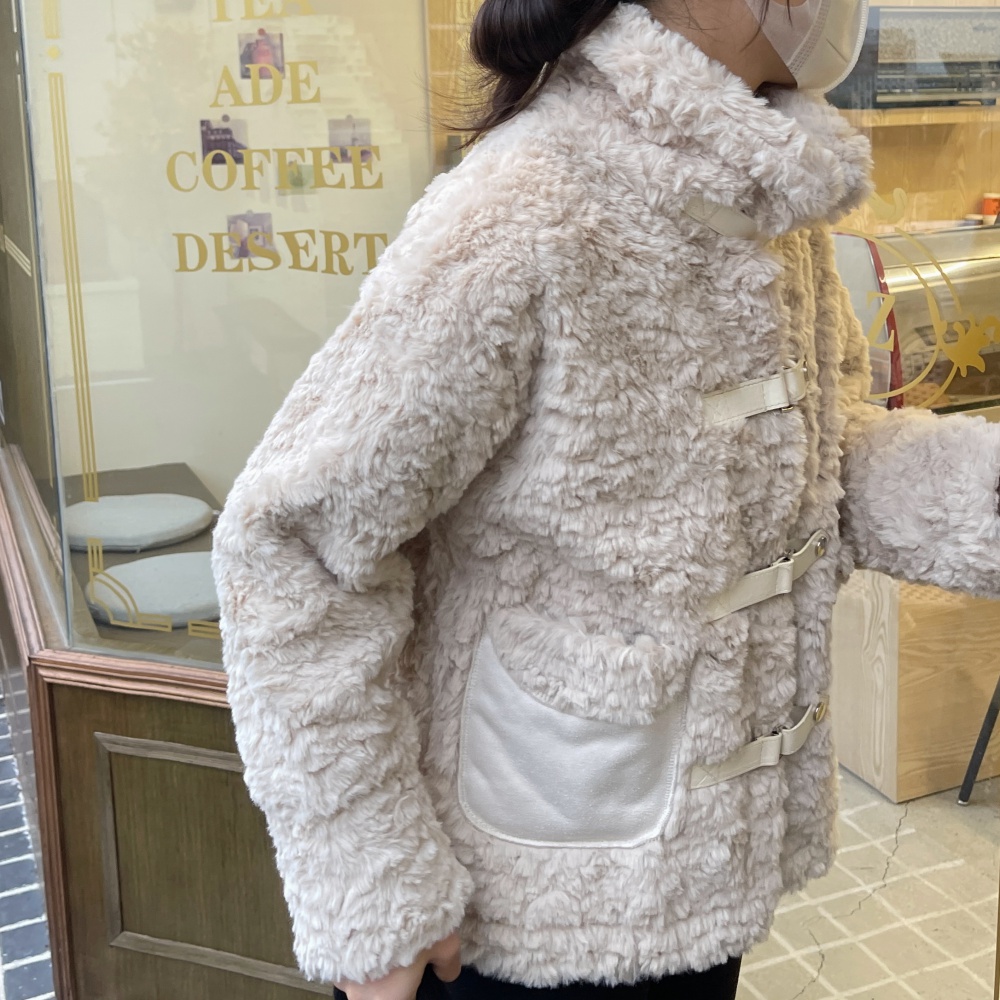 Thick plush faux fur lambs wool coat