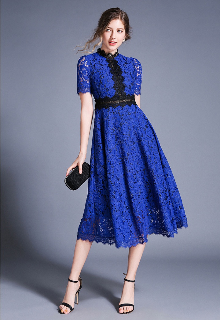 Round neck autumn embroidery lace pullover dress