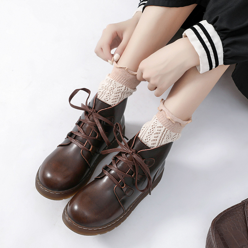 Genuine leather shoes British style short boots