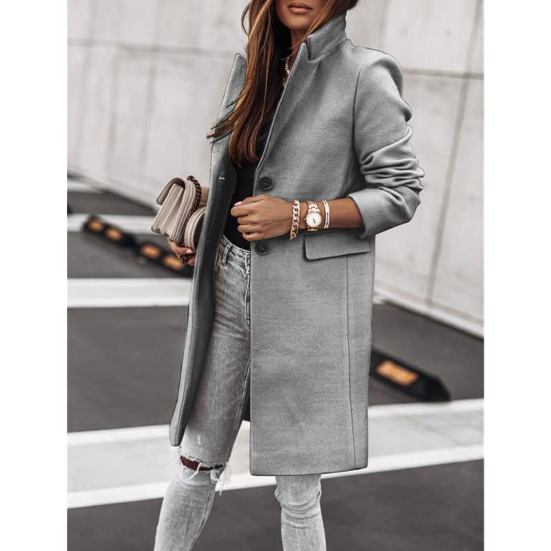 Long sleeve woolen coat autumn and winter overcoat for women